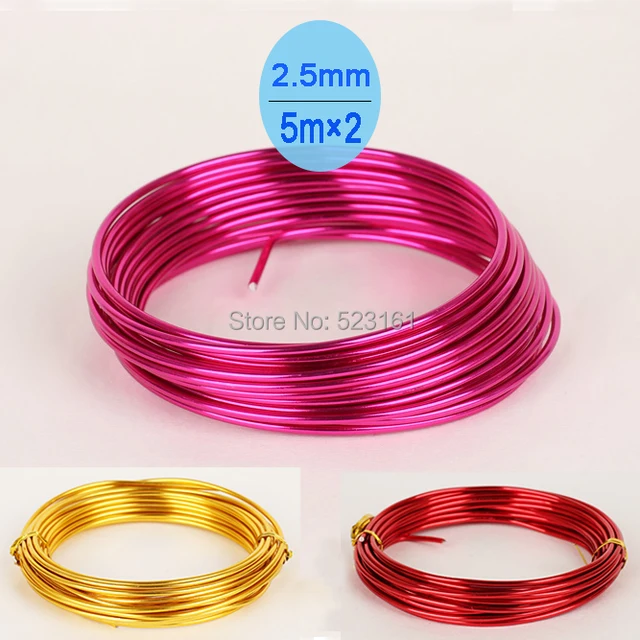 2017 New Color Al anodized aluminum craft wire 2.5mm round 10 gauge mixed color aluminium