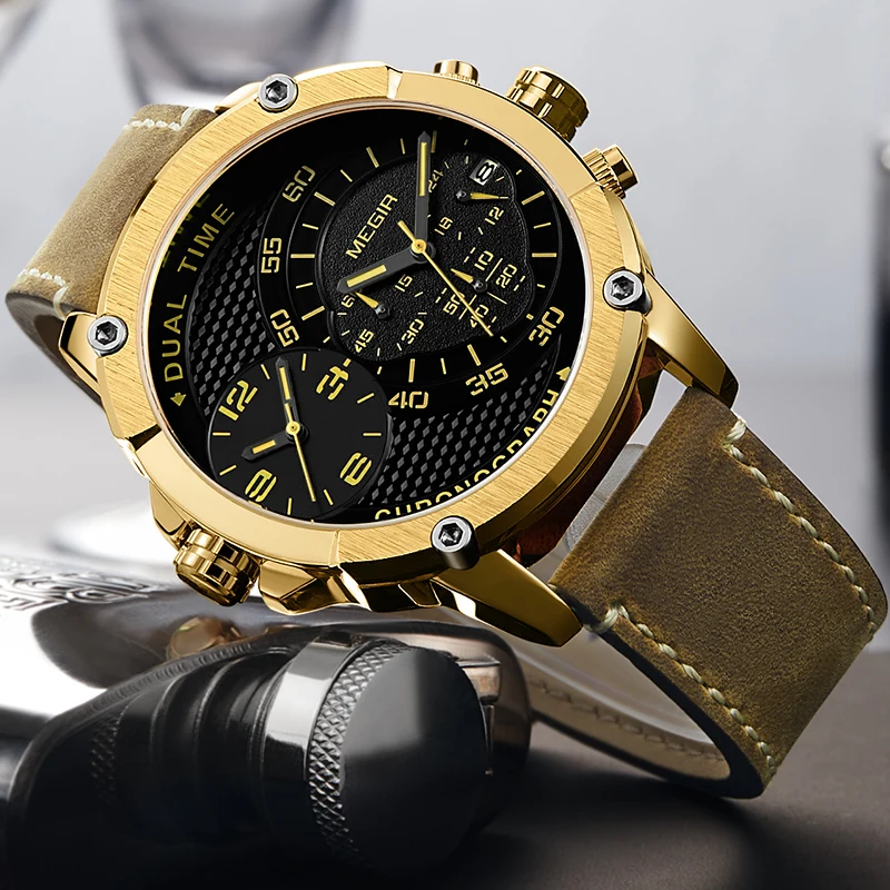 

2018 New Men Sport Watches Men Waterproof Dual Time Zone Military Waterproof Watches Luxury Brand Men's Watch
