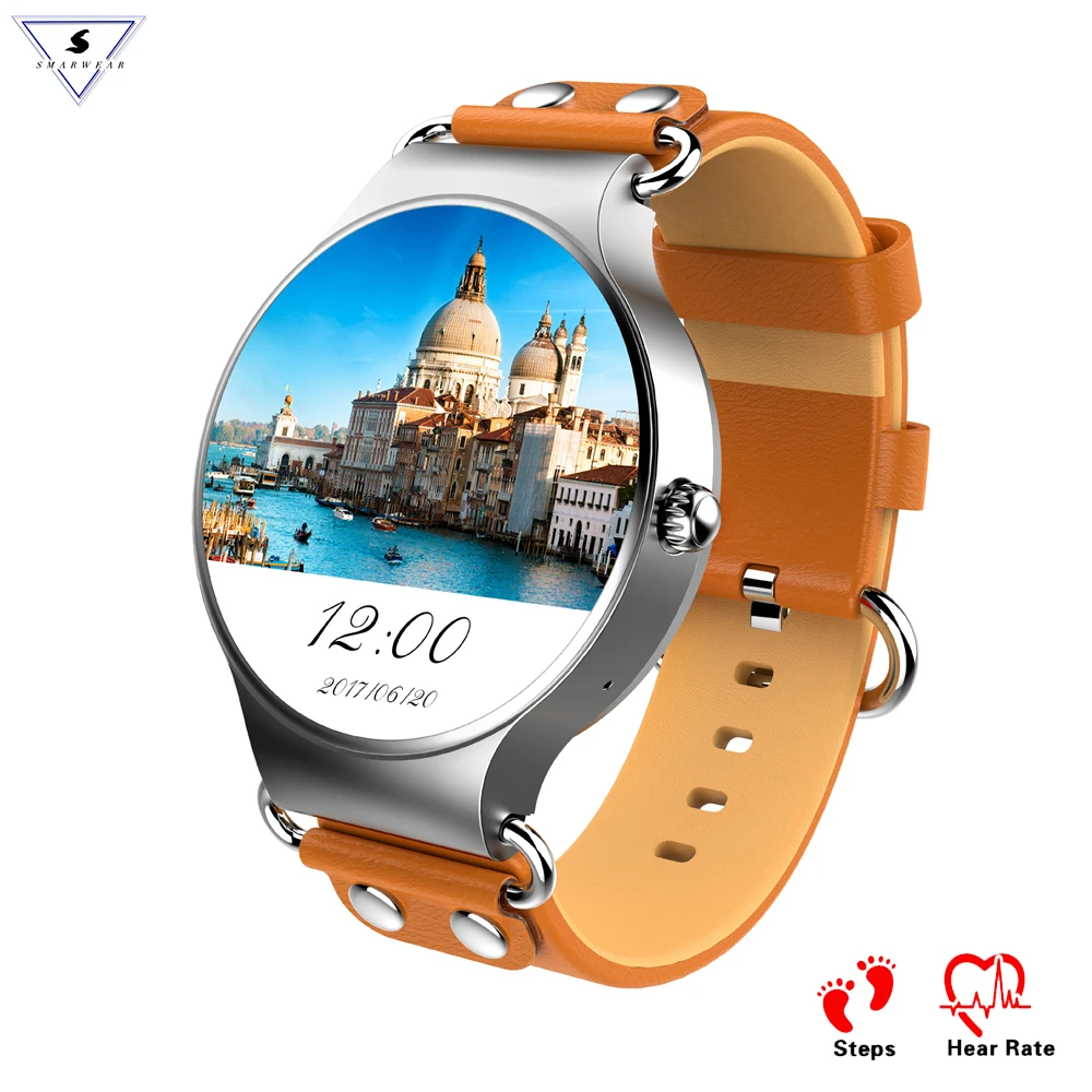 

KW98 Fashion Cowhide Strap Smart Watch Bluetooth Weather Live Google Map 3G Phone Mic Pedometer Heart Rate Smart Band SIM WIFI