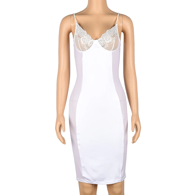 BKLD женское сексуальное летнее платье с v-образным вырезом, белое цветочное Кружевное облегающее платье, женские модные сексуальные платья без рукавов для вечеринок