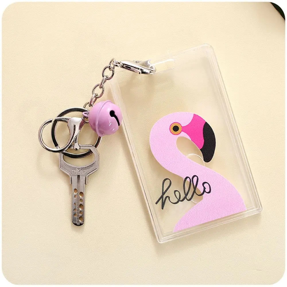 

1Pc Cute Unicorn Flamingo Bells Keychain Women Card Cover Holders Keychain Keyring Jewelry Cartoon key chain