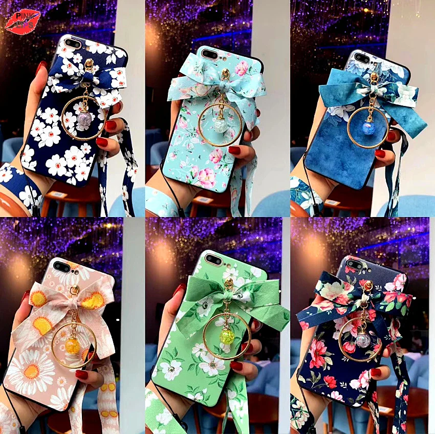 PINK LIPS Brand For iPhone XS Max XR 3D flower Case +Tempered Glass Screen film Cartoon Floral case for iPhone 6 6S 6 7 7plus 10 (2)