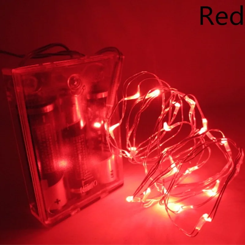 1X Red 2m 20led/3m 30led/4m 40led Cooper Wire String Light Battery