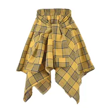 Hiawatha женские асимметричные юбки летние рубашки юбка на шнуровке эластичная талия клетчатая юбка женские юбки в стиле колледж S001