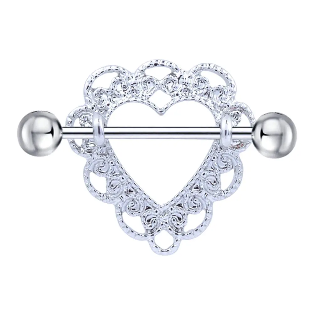 1 пара сексуальные Кристальные сердечки с сердечками соска бар кольца кольцо для соска Пирсинг в форме гантели ювелирные изделия для женщин CX17 - Окраска металла: silver