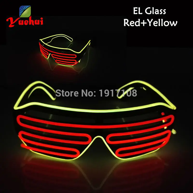 Горячая Распродажа, неоновый светодиодный светильник EL Wire, модные вечерние очки для украшения, светящийся/Устойчивый на EL инвертор - Цвет: Red VS Yellow