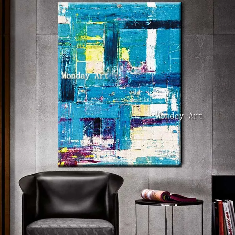 Drop-Shipping-Hand-Painted-Bule-ABstract-Wall-Oil-Painting-Home-Wall-Decor-Picture-Painting-Wall-Picture (2)