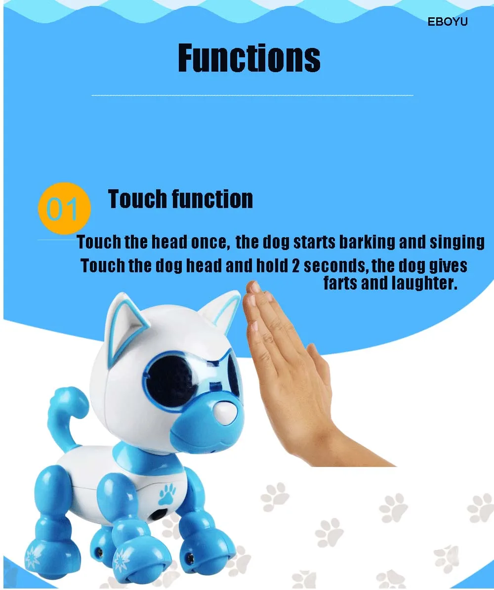 EBOYU Cute Smart Dog UInteractive Smart Puppy Robot Dog со светодиодный звуком и глазами