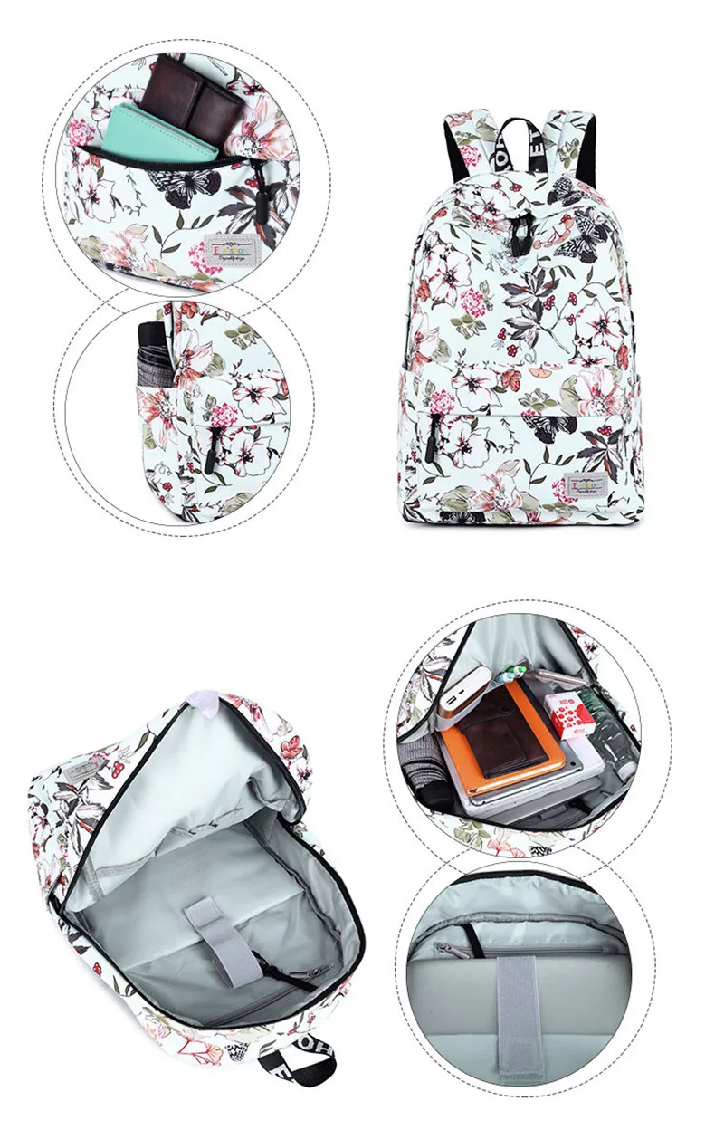 Милый водонепроницаемый холщовый женский рюкзак бабочка животный узор печать девушки колледж ноутбук сумка для книг женский рюкзак