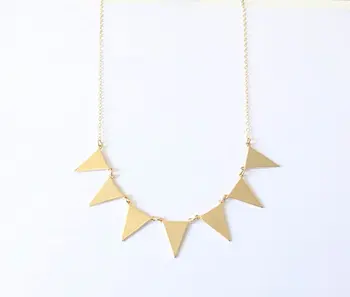 

30PCS- Fashion Bunting Necklace Simple Spike Arrow Necklace European Little Multiple Flags Necklace Triangles Necklaces