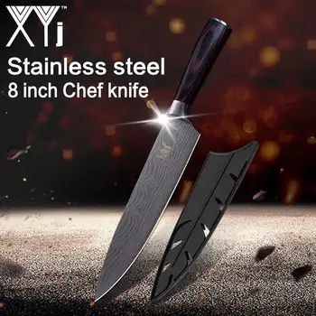 

XYj Japanese Laser Pattern Stainless Steel Kitchen Knife Chef Cooking Knives Chef Sushi Sashimi Slicer Cutlery Kitchen Gadgets