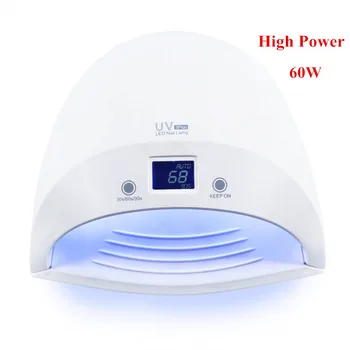 

60W UV 3Plus UV LED Nail Dryer for Nails Curing All Gel Lamp Drying Nail Polish with Bottom 30s/60s/90s Timer Lio Battery Choice