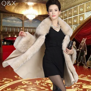 SC81 2017 New Fashion Women Autumn And Winter Patchwork Fur Collar Poncho Imitation Cashmere Long Sleeve Cardigan Cloak Coat new fashion autumn and winter women print tassel knit poncho cardigan female bat sleeve cloak sweater