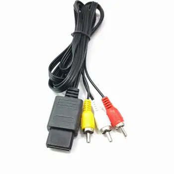 

200pcs 1.8m 6FT AV TV 3RCA 3 rca Video Cord Cable For Game cube/for SNES GameCube/for Nintendo for N64 64 Game Cable