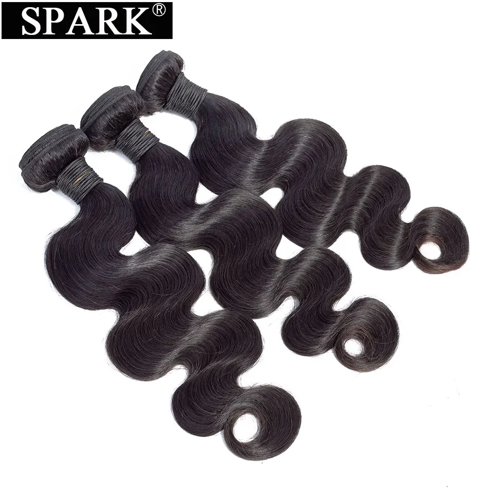 Spark Омбре бразильские волосы плетение 4 или 3 пучка с закрытием объемная волна Remy человеческие волосы для наращивания с кружевом Закрытие натуральный цвет