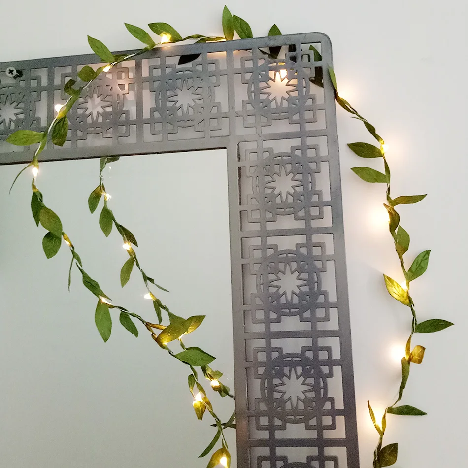 Unique handmade LED String Lights with green leaf, AA Battery holiday lighting, Vase flower arrangement,DIY wedding decoration Unique handmade LED String Lights with green leaf, AA Battery holiday lighting, Vase flower arrangement,DIY wedding decoration