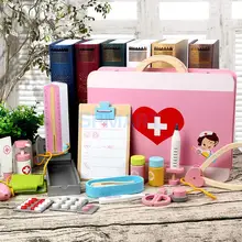 15 шт. деревянные Медсестры Медицинский ящик для переноски чехол костюм чехол Детские ролевые игры набор детей раннего развивающие игрушки играть активности