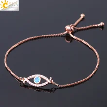 Csja Devil Eye женские браслеты Блестящий Цирконий опал сглаз Регулируемая цепь браслет для вечерние банкетные ювелирные изделия G086
