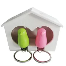 1set love couple bird nest Version keys hanging buckle randomly color (1house+2 bird keychain) C044