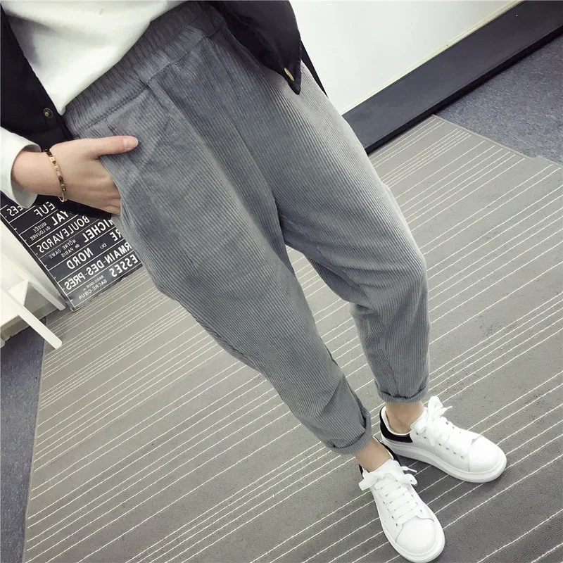 

Autumn Corduroy Pants Pantalon Mujer Elastic Waist Harem Pants Plus Size 3XL Casual Sweatpants Trousers Loose Pants D05