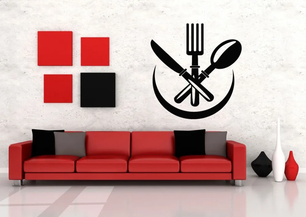 Wall Vinyl Sticker Decals Mural Room Design Spoon Knife Fork Kitchenin