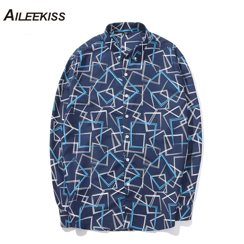 AILEEKISS 2019 модная мужская рубашка с длинным рукавом модные рубашки slim Fit Мужские