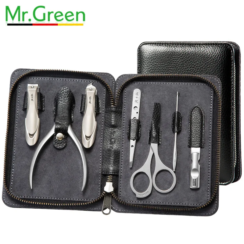 

MR.GREEN pedicure set nail clippers stainless steel professional nail clipper with leather case manicure set nail clipper set