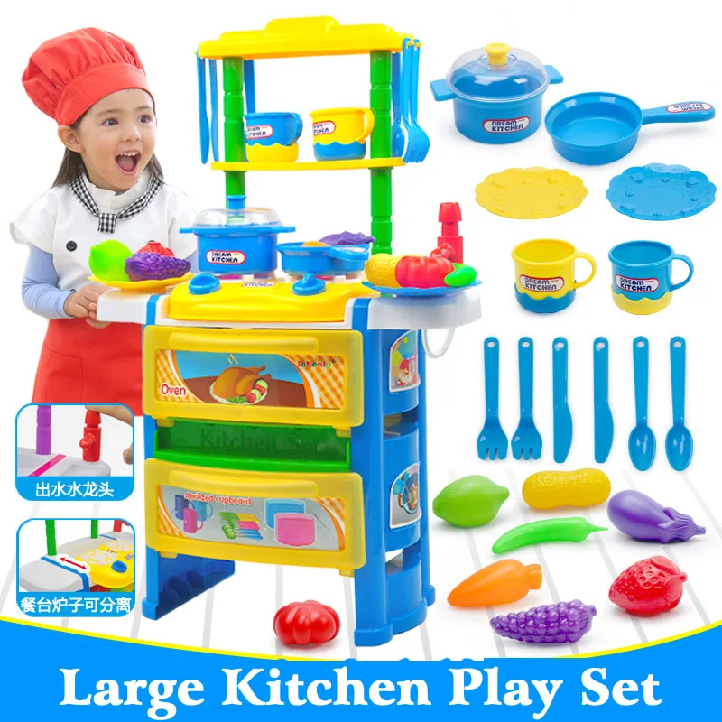 Large Kitchen DIY Play Set Vegetable Fruit Cutting Games Food Cooking