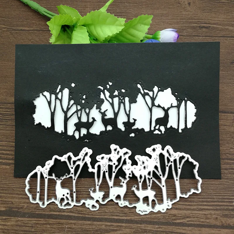 

de bosque ciervos Fondo Metal Cutting Dies Stencils For Card Making Decorative Embossing Suit Paper Cards Stamp DIY