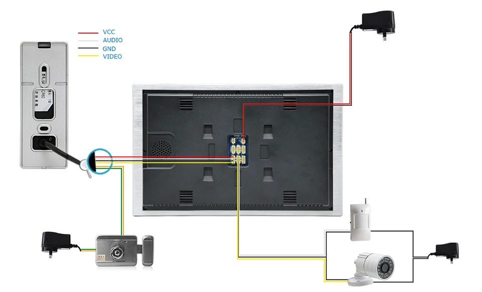 10 "4-проводной видео домофон дверной звонок Система контроля доступа голосовое сообщение 3 мониторов + 1 кнопку вызова + 2 открытых камер