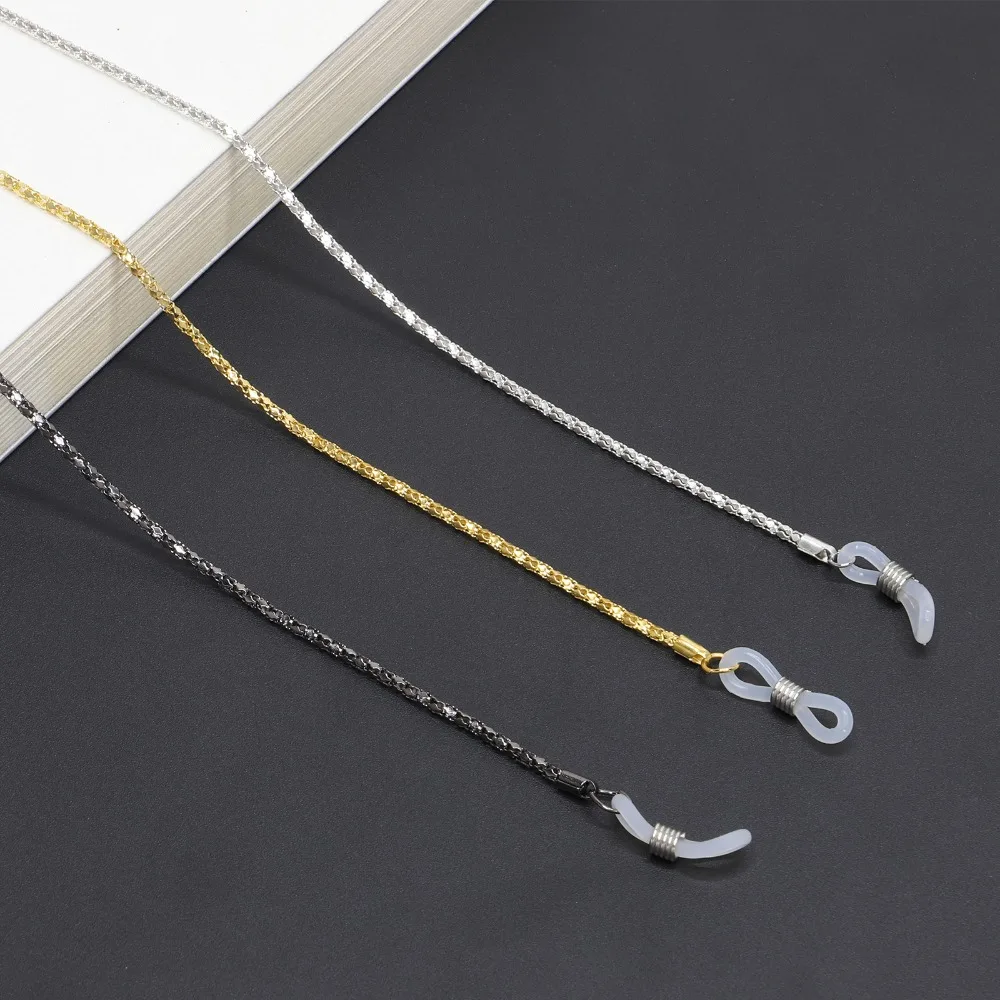 

3pcs 60cm Sunglasses Lanyard Strap Necklace Metal Eyeglass Glasses Chain Cord For Reading Glasses 3 Colors