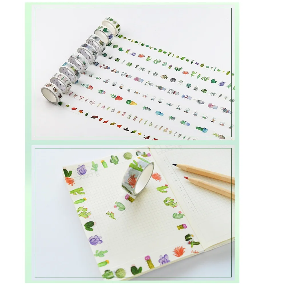 

8 pcs Green plant color washi tape set Cactus Maple vegetation masking tapes decoration stickers scrapbooking Stationery A6017