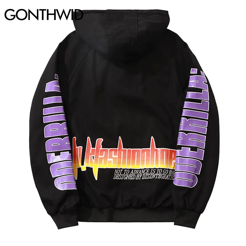Gonthwid Двусторонняя Куртка пилот куртка с капюшоном мужские хип хоп Full Zip Up двойной