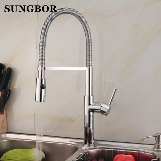 Best Offers New Arrival Pull out Kitchen faucet 3 function Sink mixer Faucet Pull Out Dual Sprayer Nozzle Hot Cold Mixer Water Taps LT-908L