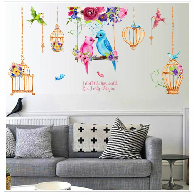 Bird Cage Chandelier Family Room Wall Decor Removable PVC Stickers | Дом и сад