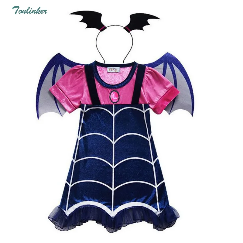 Хэллоуин Костюмы для косплея Vampire Girls платье с обручем для волос детские фантазии вечерние платье уличная одежда От 3 до 8 лет
