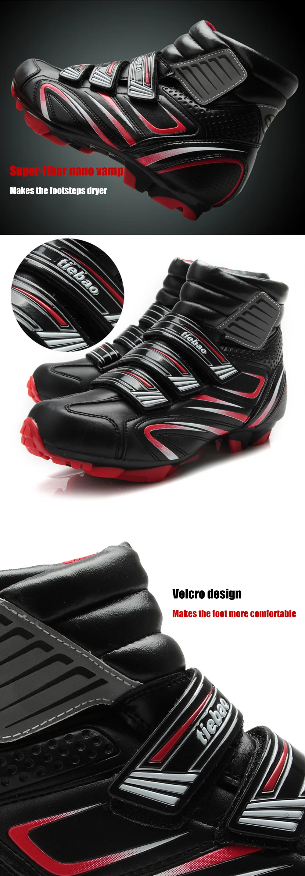 TIEBAO Winter Cycling Shoes SPD Pedals Set Sapatilha Ciclismo MTB Bike Bicycle Breathable Self-locking Riding bicycle Shoes