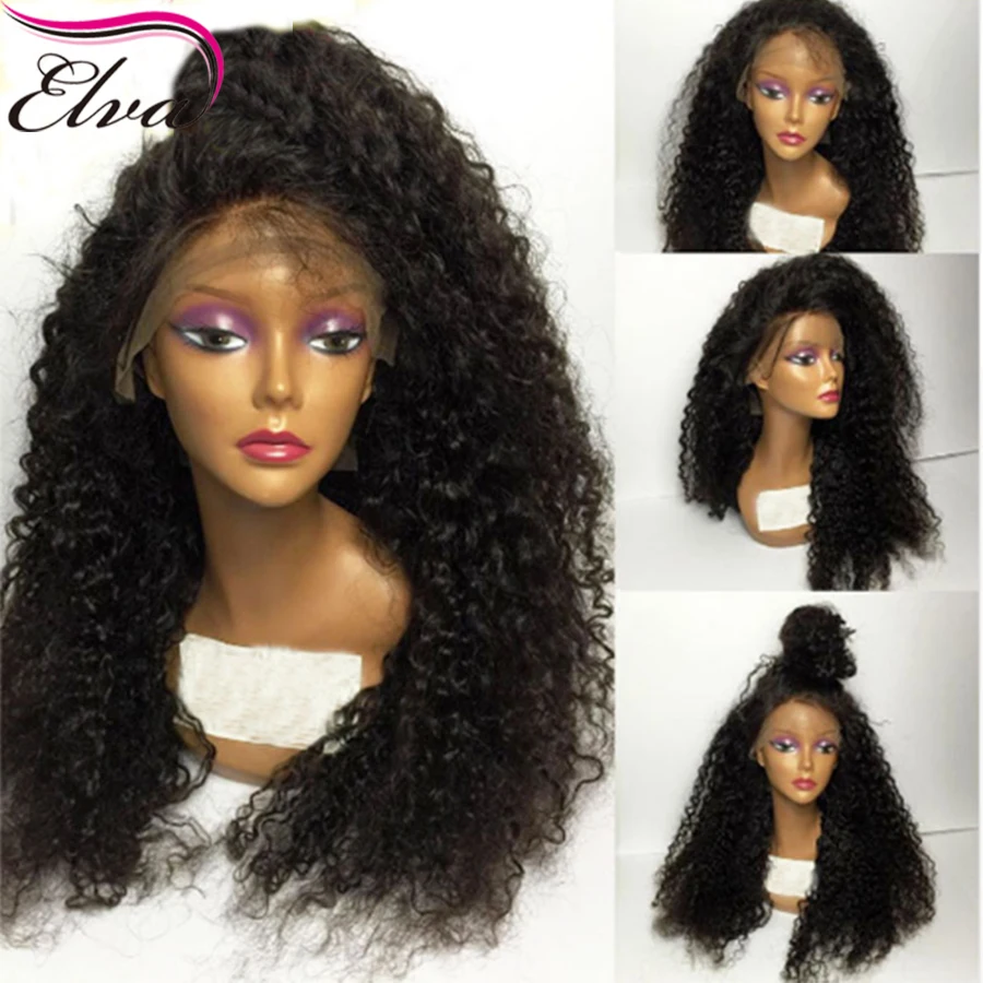 

8A Kinky Curly Full Lace Wig Lace for Black Women 180% Density Brazilian Virgin Hair Lace Wig Glueless Lace Front Human Hair Wig