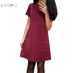 LAAMEI новые модные Летний стиль Для женщин Повседневное короткий рукав o-образным вырезом платье сексуальный Винтаж Повседневное линия