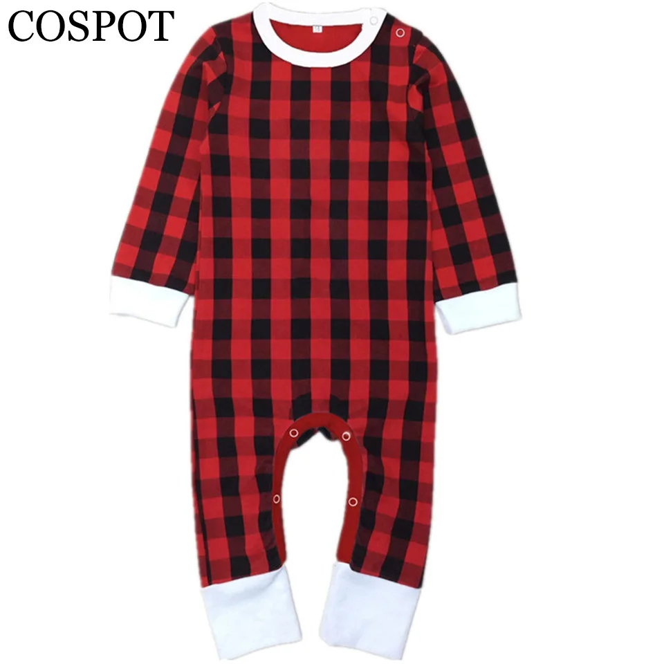 Комбинезон в рождественском стиле для маленьких мальчиков и девочек, зимние детские пижамы в красную клетку с оленем, детская одежда, одежда для маленьких мальчиков, 30