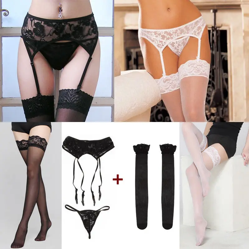 Летняя мода сексуальные женские Кружевные Babydoll чулки с поясом нижнее белье