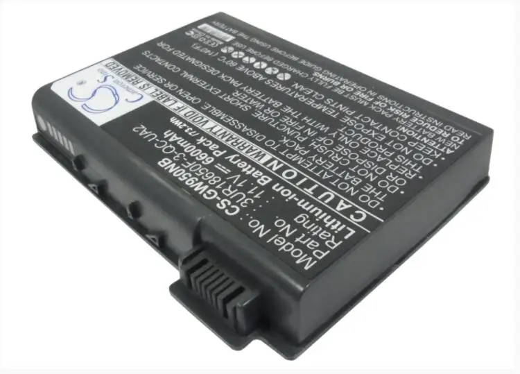 Cameron sino 6600 mAh батарея для Gateway Solo 9500 9500CX 9550CL 3UR18650F-3-QC-UA2 6500600