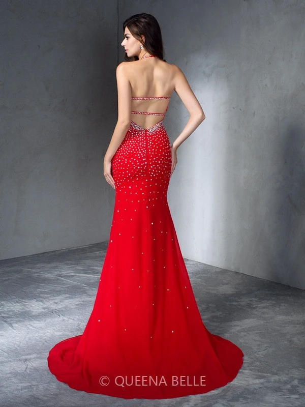 Красное длинное вечернее платье с русалочкой от кутюр халат de soiree торжественное платье 2018 сексуальное с открытой спиной Бисероплетение