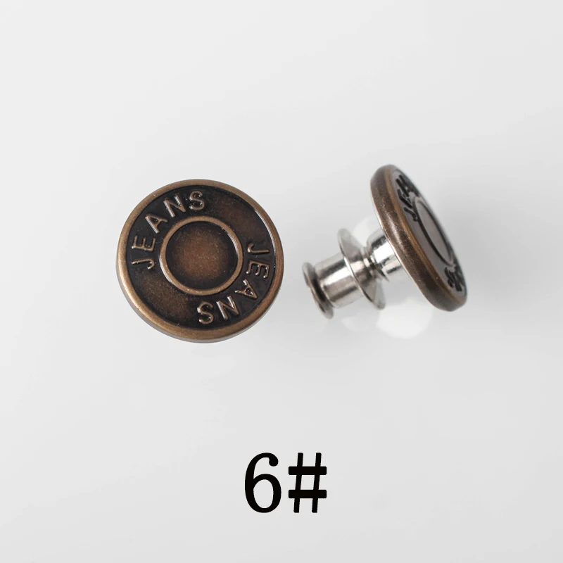 No6 17mm 24 различных 1 шт ноготь-бесплатно ноготь талии кнопки регулируемые джинсы кнопки джинсовые пуговицы одежда металлические мужские и женские брюки съемные - Цвет: No6 17mm