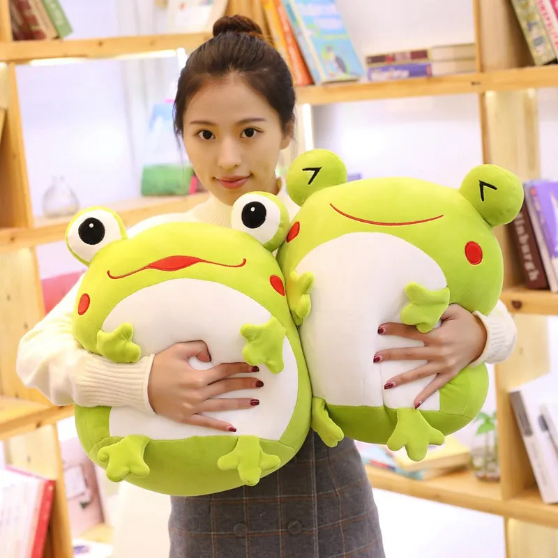 35cm Cute Expression Frog Plush Toy Soft Cartoon Animal Frog Stuffed Doll Sofa Bed Pillow Cushion Household Items Kids Best Gift