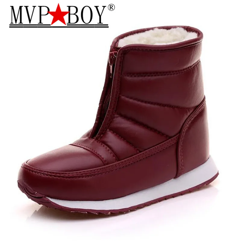 

MVP BOY Women winter shoes 2018 waterproof non-slip woman boots platform warm ankle boots snow boots size 35-44 black wine red