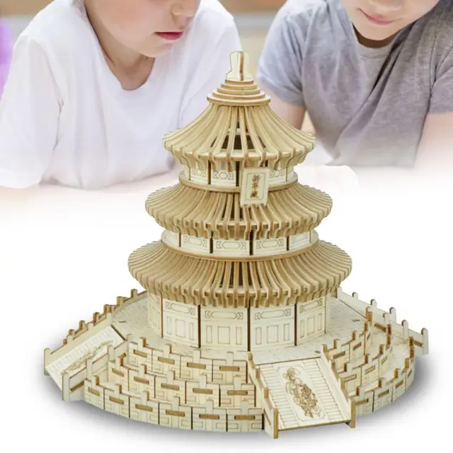 Popular Brain-Building 3D Wooden Beijing Temple of Heaven Model Construction Manual DIY for kids Educational Toys For Kids 6