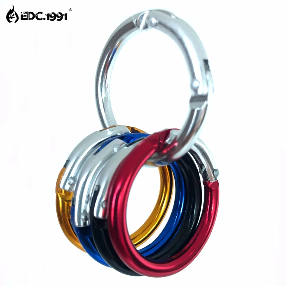 

EDC.1991 5pcs Circle Round Carabiner Camping Spring Snap Clip Hook Keychain Camping Climbing Hiking Outdoor