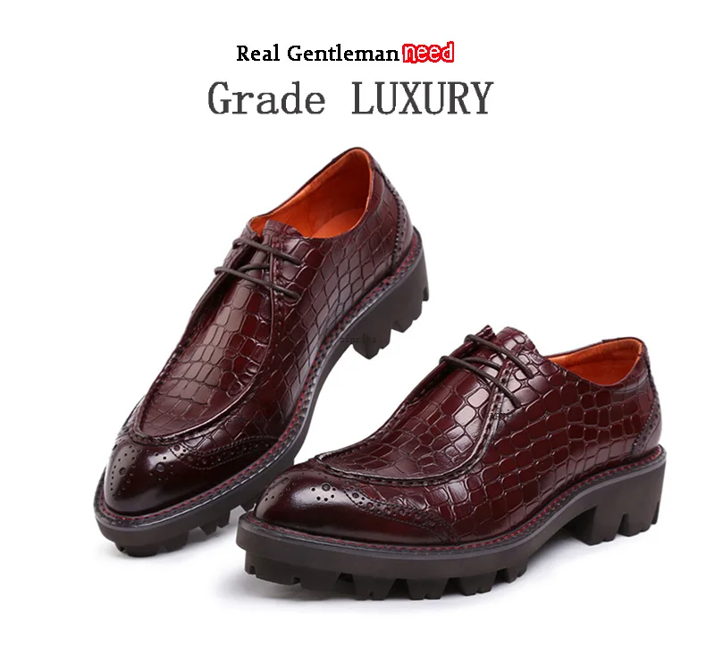 Sipriks/Мужская обувь, увеличивающая рост; модельные туфли на толстой резиновой подошве; мужские туфли из натуральной кожи; цвет красный, коричневый; Роскошные деловые туфли в британском стиле
