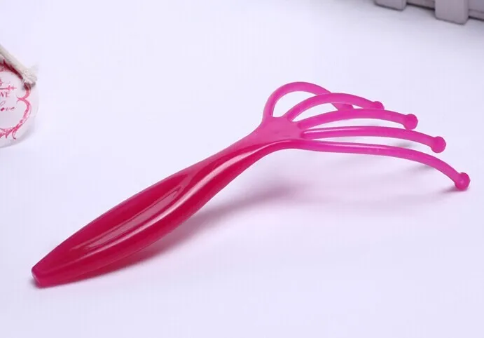 1piece Portable Scalp Massager Five Fingers Shaped Fuchsia Plastic Head SPA Scalp Massage For Health Care Beauty Tool